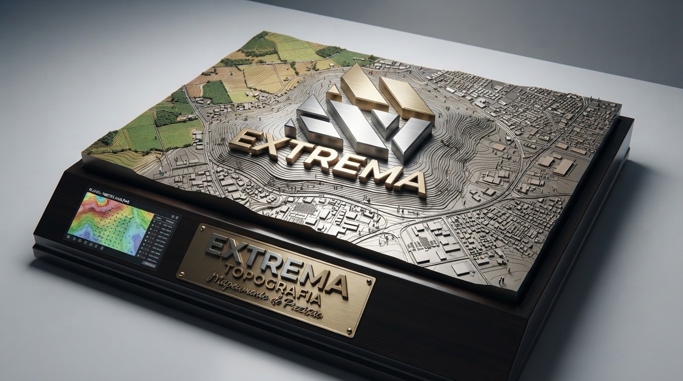 Maquete de relevo com curvas de nível esculpidas